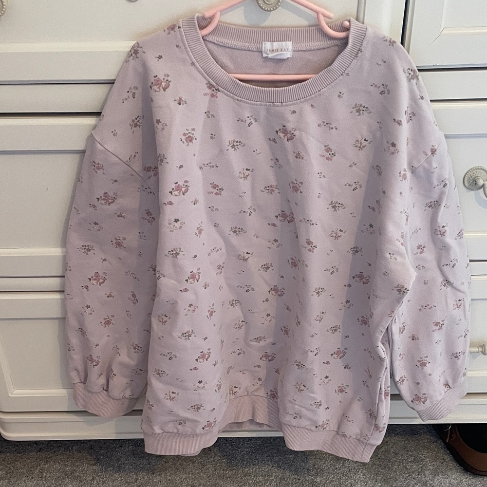 Girls Jamie Kay Lavender Floral Crewneck Sweatshirts